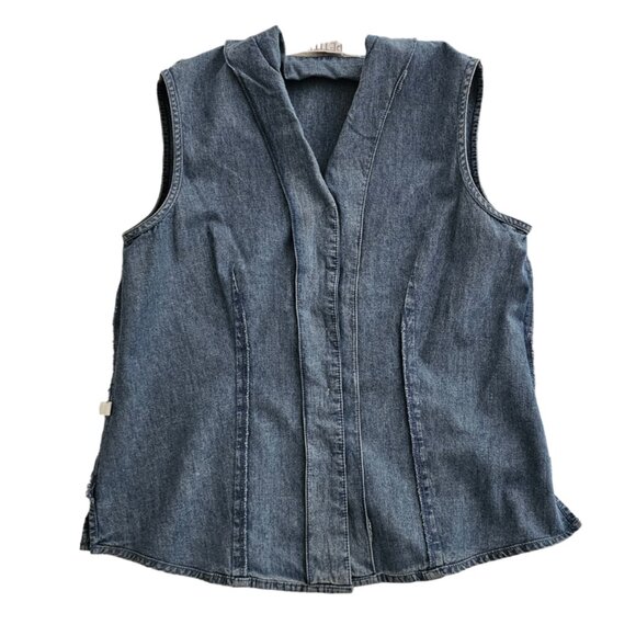 Petite Sophisticate Sleeveless Denim Button Front Collared Blouse | NWT | 10P - Picture 10 of 14